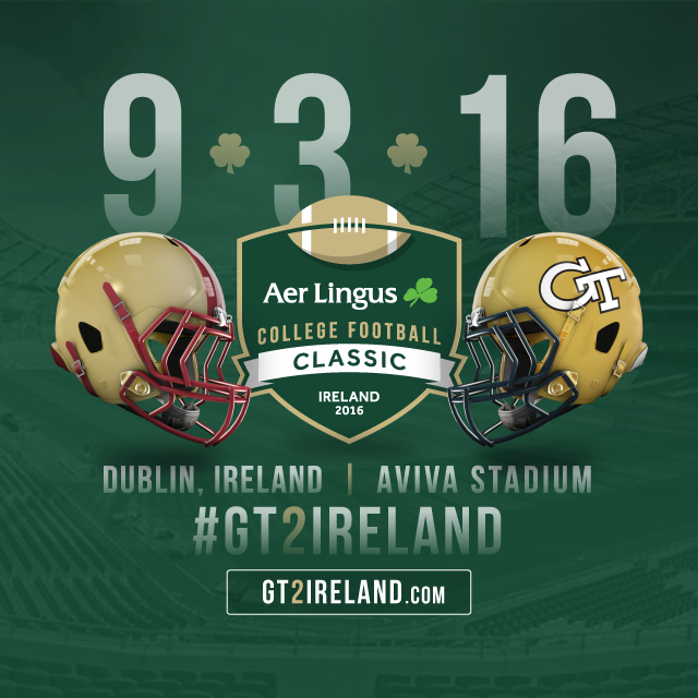 GTAthletics's tweet image. .@GeorgiaTechFB will open the 2016 season against Boston College in Dublin #GT2Ireland buzz.gt/GTIreland16