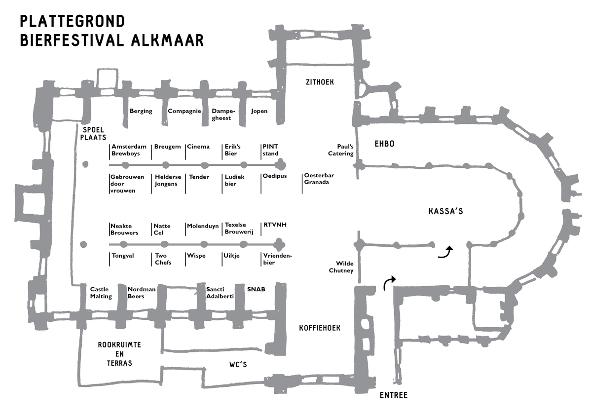 Met deze plattegrond hoef je zondag niet te verdwalen in de Grote Kerk! #NHBF #bier #Alkmaar