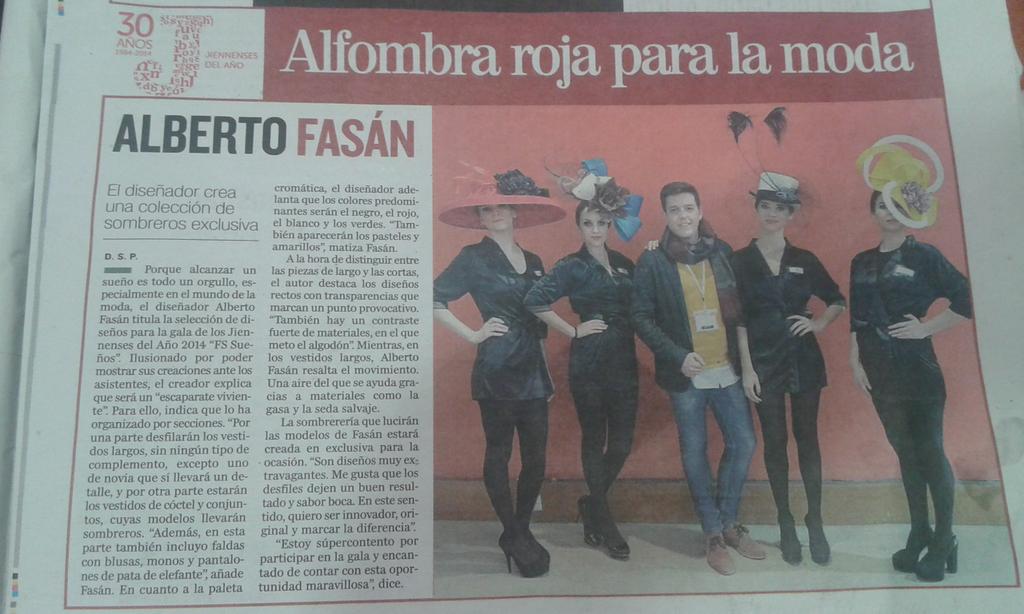 alberto_fasan's tweet photo. Mañana estaremos en la Gala del 30 aniversario del @DiarioJAENes #nervios #albertofasán #colección2015 #tocados http://t.co/BAyvvQkURG