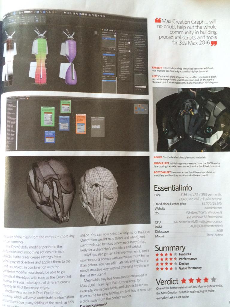 Jamie_Gwilliam's tweet image. Great to see #3dsMax 2016 getting a fantastic review in @3DArtist 4/5 ⭐️⭐️⭐️⭐️.