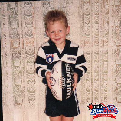 joelselwood14's tweet photo. To celebrate #20yearsofauskick take a look at this young fella and guess which current Geelong player it is? #footify http://t.co/FMNLV9ZG2X