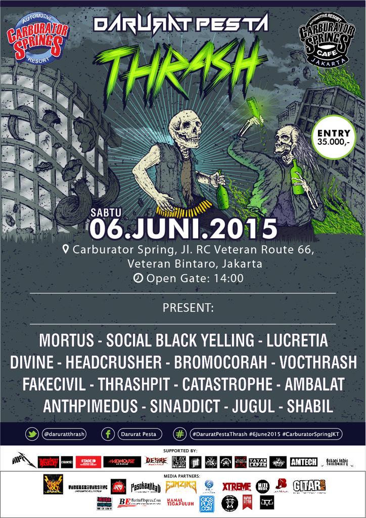 Darurat Pesta Thrash Akan Digelar Sabtu 6 Juni 2015 di Veteran Bintaro, Jakarta