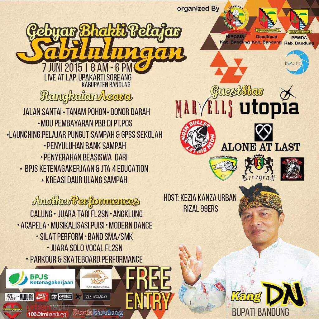 Gebyar Bhakti Pelajar
SABILULUNGAN
7 Juni 2015 | 8am - 6 pm
at Lap. UPAKARTI SOREANG kab. Bandung <a href="/InfoKangDN/">Info Bupati Bandung</a>