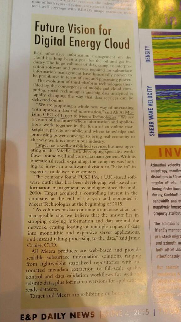 alijardani's tweet photo. Our latest technology Digital Energy Cloud in EAGE magazine 👍 http://t.co/o4t293ZfBC