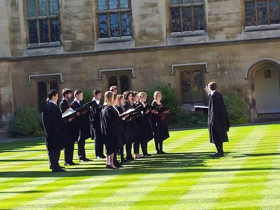 The sun was shining this morning as we sang Byrd motets on the New Court lawn to celebrate Corpus Christi Day!