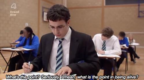 AmyEngelberg's tweet photo. “@LaLaLaAneeshaaa: This was literally me when Hannah's stupid sweet question came up #EdexcelMaths http://t.co/RSt2h6aqKH” @HannahLilyYaffe