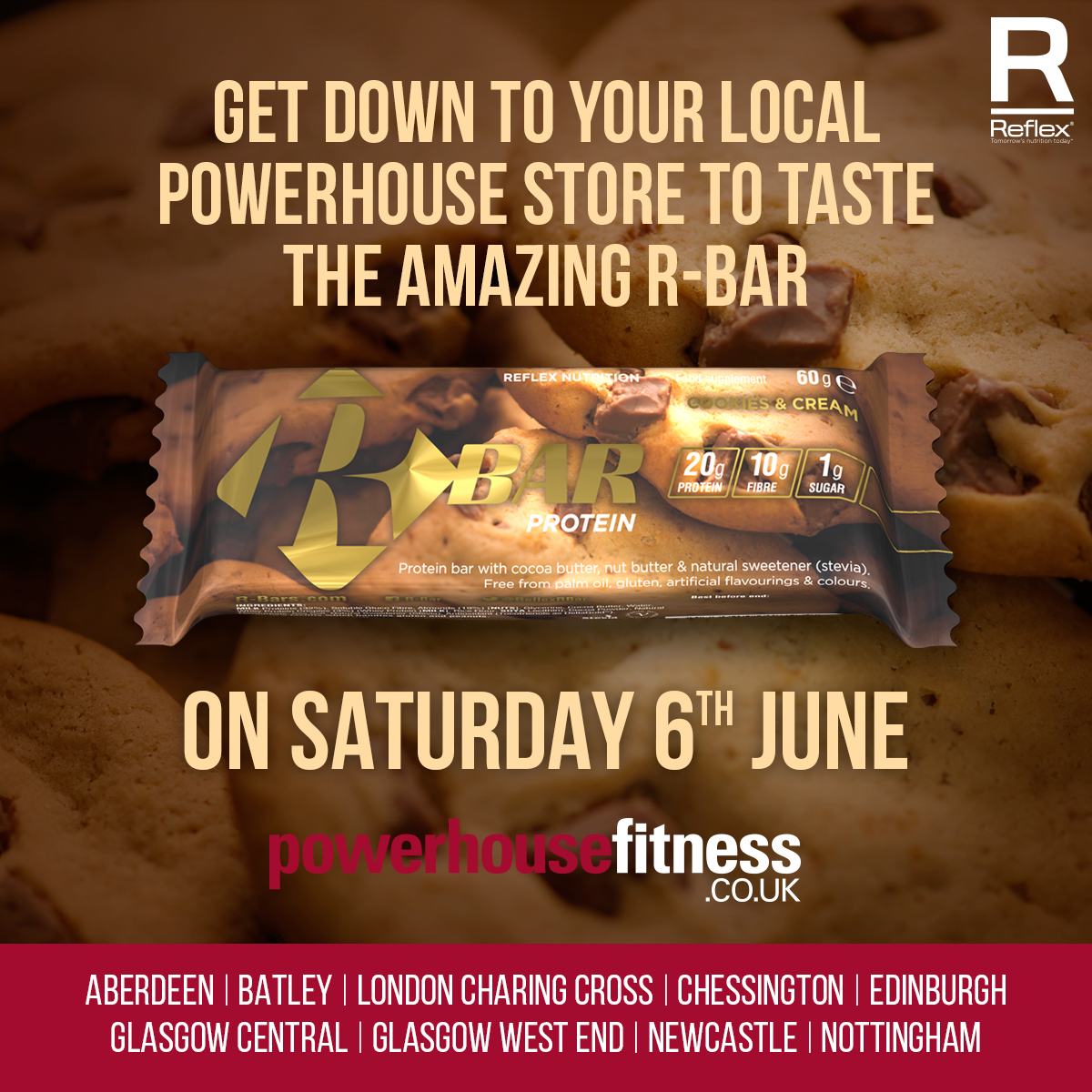 ReflexNutrition's tweet photo. Havent Tried our delicious R-Bars yet? Get to any branch of @phfitness this weekend and grab a sample #RtheBar http://t.co/06mN0bEsnS