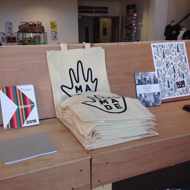 DesignStudioUoG's tweet photo. If you're heading down to the #uogshow2015 checkout the work of @handmadegroup located at the entrance! #Uoggd http://t.co/9D31LL9H1E