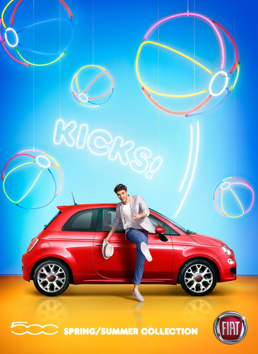 Latest <a href="/FIAT_UK/">FIAT UK</a> campaign "#Kick" - maxoppenheim.com/news/fiat-kick… #photography #Fiat500 #Neon #Lights #Model