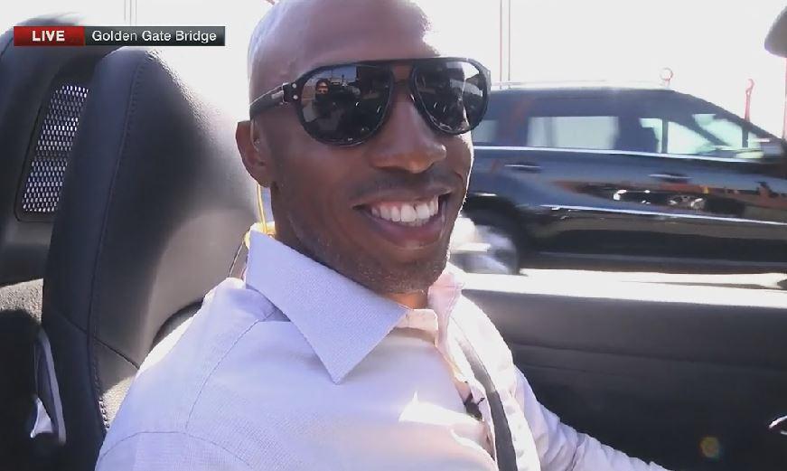 SportsCenter's tweet photo. We think this might be a TV first… Chauncey Billups interviewed WHILE driving across the Golden Gate Bridge. http://t.co/EKdtDxdRLP