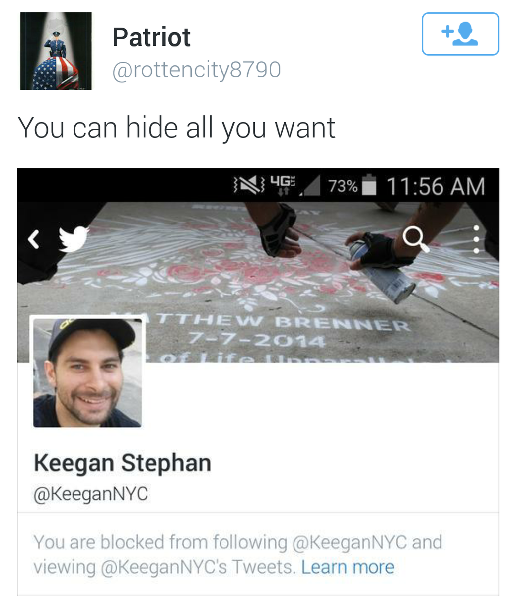 KeeganNYC's tweet photo. Exposed NYPD cop threatens me, deletes tweets, locks account: http://t.co/2Szgtiplyc http://t.co/4f1yLuEJF1