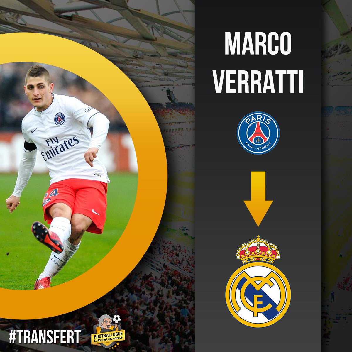 Footballogue's tweet photo. [#Transfert] Selon @DiMarzio, Verratti a trouvé un accord avec le Real Madrid
(Contrat de 5 ans et salaire de 7M€/an) http://t.co/FpEY56Nmxt