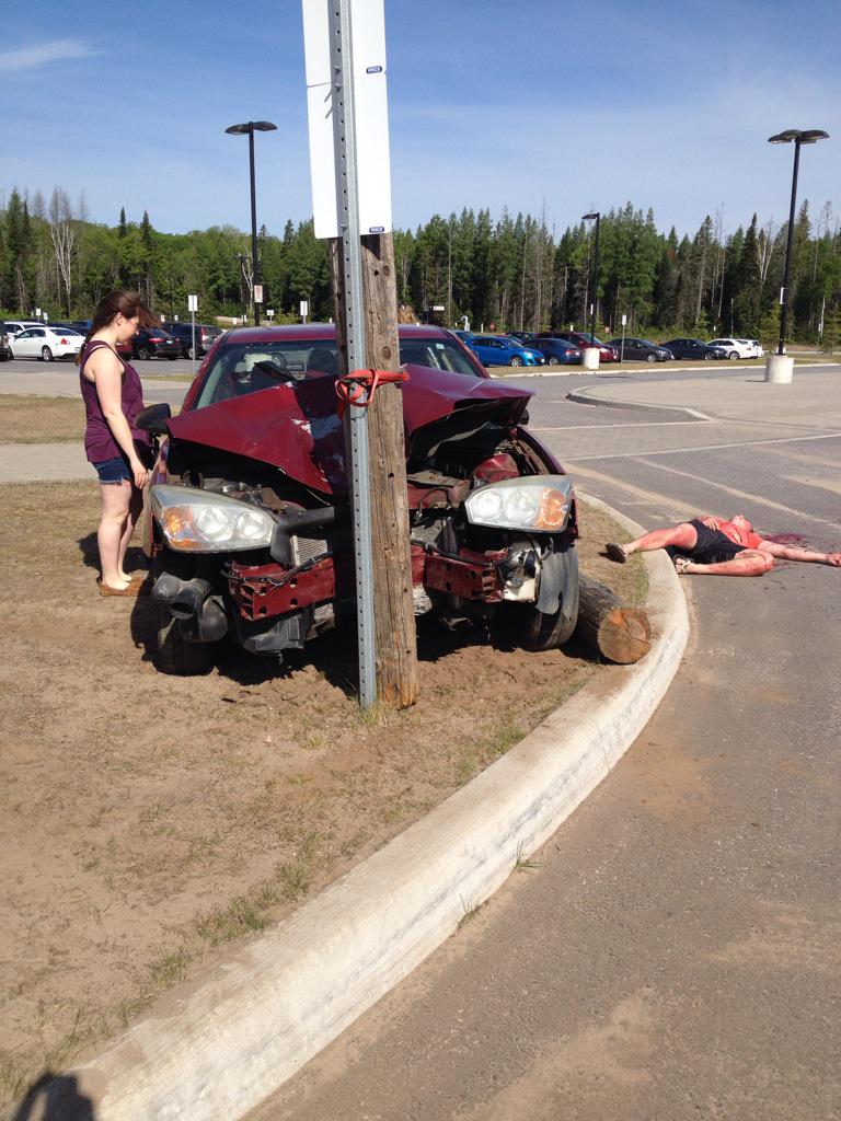 AlmaguinH's tweet image. Mock Crash Event at Almaguin. This is a dramatization demonstrating dangers of impaired driving. #osaid #mockcrash
