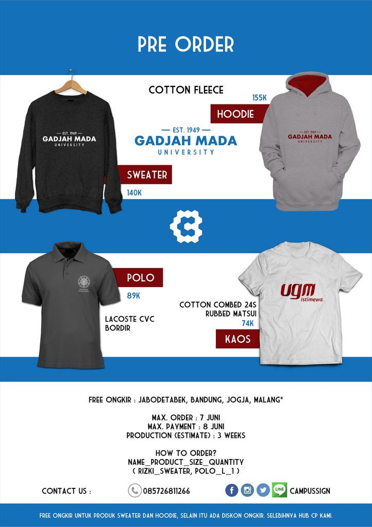 ParisVJava's tweet image. Lagi nyari jaket atau kaos kampus? Yuk dicek, ada UI, UGM, UNPAD, UB😍 Klik bit.ly/campussign ya :)