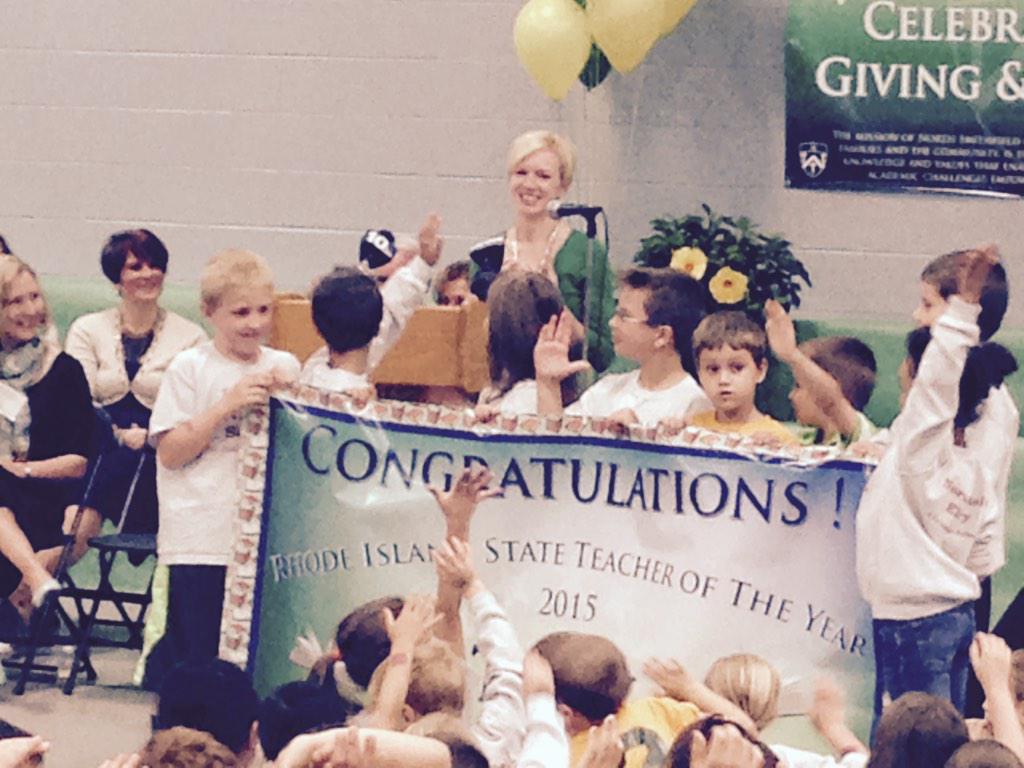 RIisREADY's tweet photo. Congrats to the 2016 RI Teacher of the Year, N. Smithfield Elementary's Tracy Lafreniere! http://t.co/oVg7tST4YO