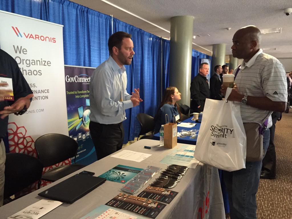 MassBayCommCol's tweet photo. Great networking with @varonis @VASCODataNews & other industry leaders 2015 Information Security Summit. #summitbuzz http://t.co/5ak3nUIiH6