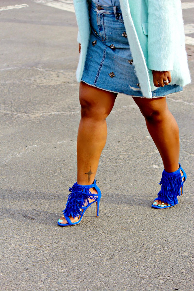 blue fringe heels