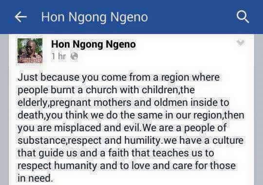 Waah! This is sizzling hot...Hon. Ngeno's response to WSR TV talk linking Ngeno to burning of houses in Mau Forest.