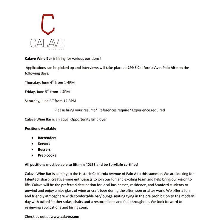 Calavewinebar's tweet photo. We are hiring!! #wine #beer #jobs http://t.co/ziz9hgLIBS