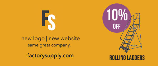 FactorySupply's tweet photo. New look, same great company. Check out our new site and enjoy 10% off rolling ladders this month! http://t.co/aAJT0LtR8N