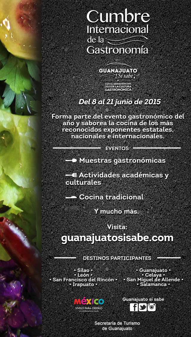 Turismosilao's tweet photo. Saborea la cocina de los más reconocidos exponentes estatales, nacionales e internacionales, del 8 al 21 de junio http://t.co/enhwAVcAy9