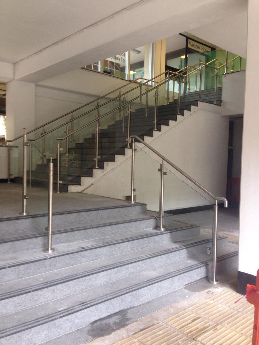 Removal, Supply and Installation of New Stainless Balustrade with Glass Infills. Great work by all. <a href="/UniofBath/">University of Bath</a>