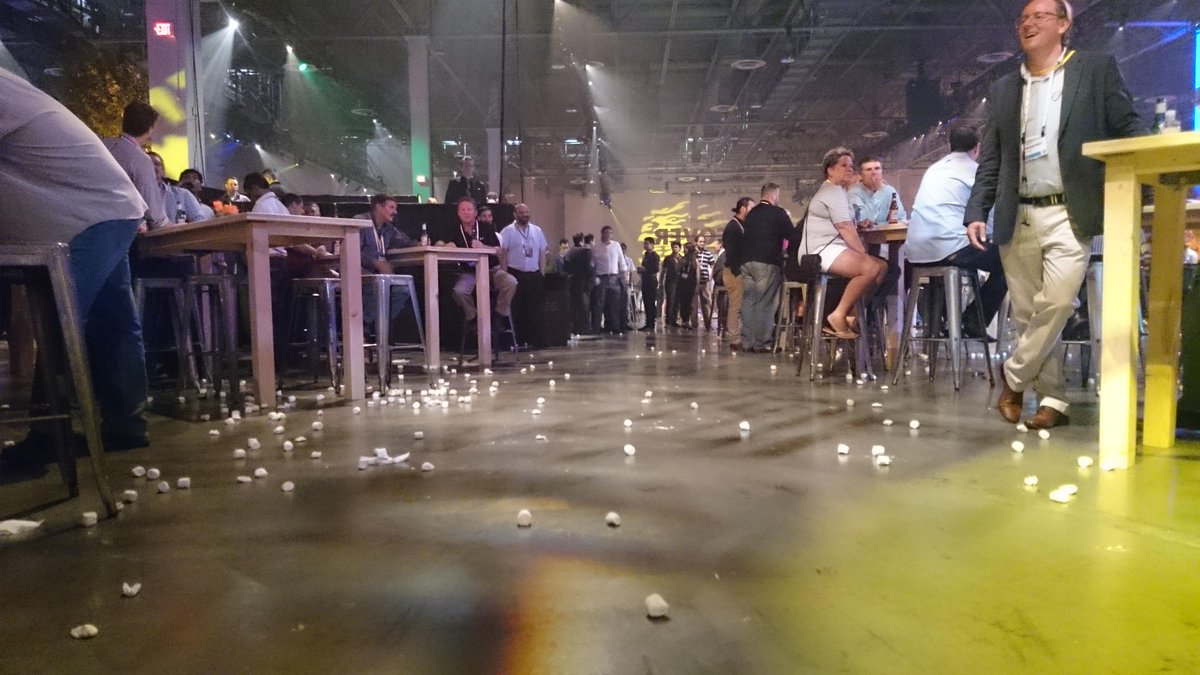 For reasons unknown, the party at #HPDiscover devolved into a marshmallow fight