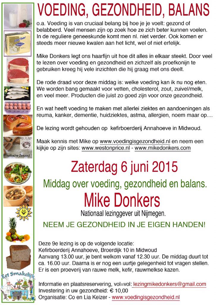 A.s. zaterdag een lezing over voeding, gezondheid en balans. Inschrijven is nog mogelijk. voedingisgezondheid.nl