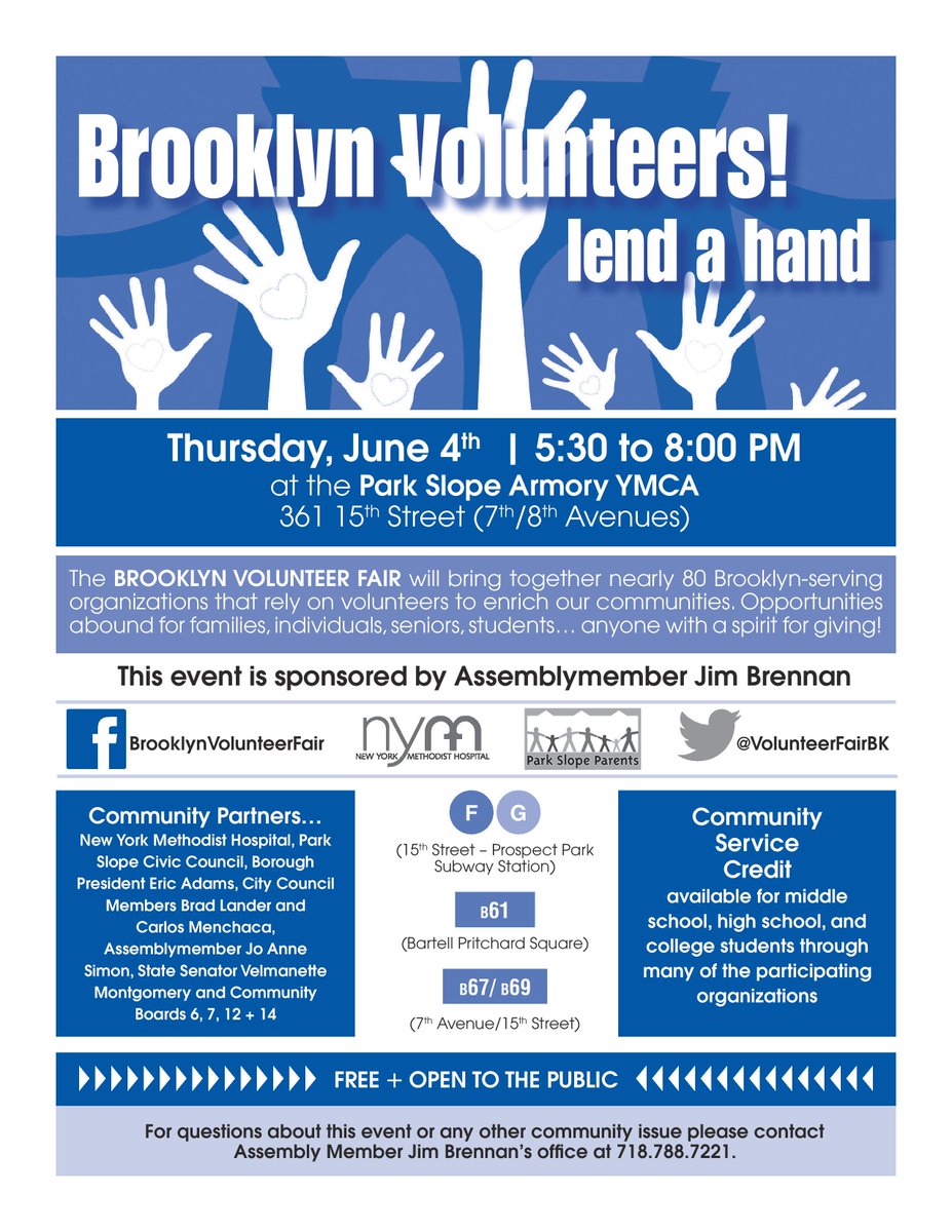 VolunteerFairBK's tweet photo. @MartyMarkowitz @Brooklyn_Paper @Brownstoner @Brooklyn @brooklynmag @brooklyn_news @prospect_park @WillyPointKids http://t.co/in903W52m1