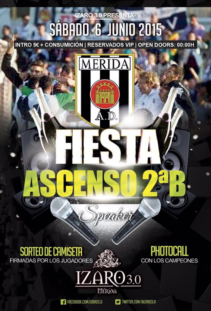 IzaroAlex's tweet photo. Pide ya tu reservado aqui para este sábado en @izaro3_0 y vente a celebrar el ascenso del @Merida_AD con nosotros!!😏 http://t.co/lC3CDNBMGF