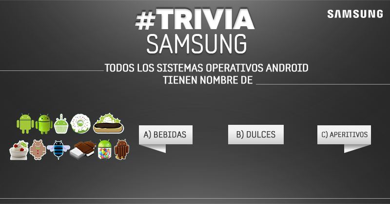 SamsungChile's tweet photo. ¿Sabes qué inspira cada nombre que se le da a los Sistemas Operativos Android? Responde nuestra #TriviaSamsung http://t.co/zX60F5T3vc