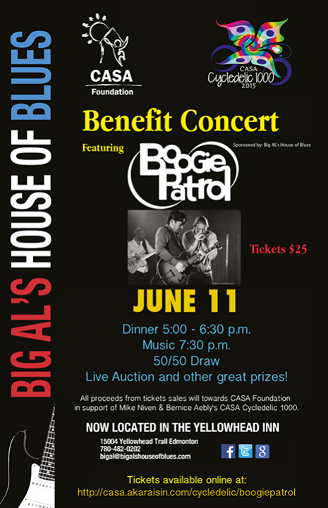 On June 11th, we have @boogiepatrol playing in support of @CASA_FDN! Help support children's mental health! #yeg #YYC