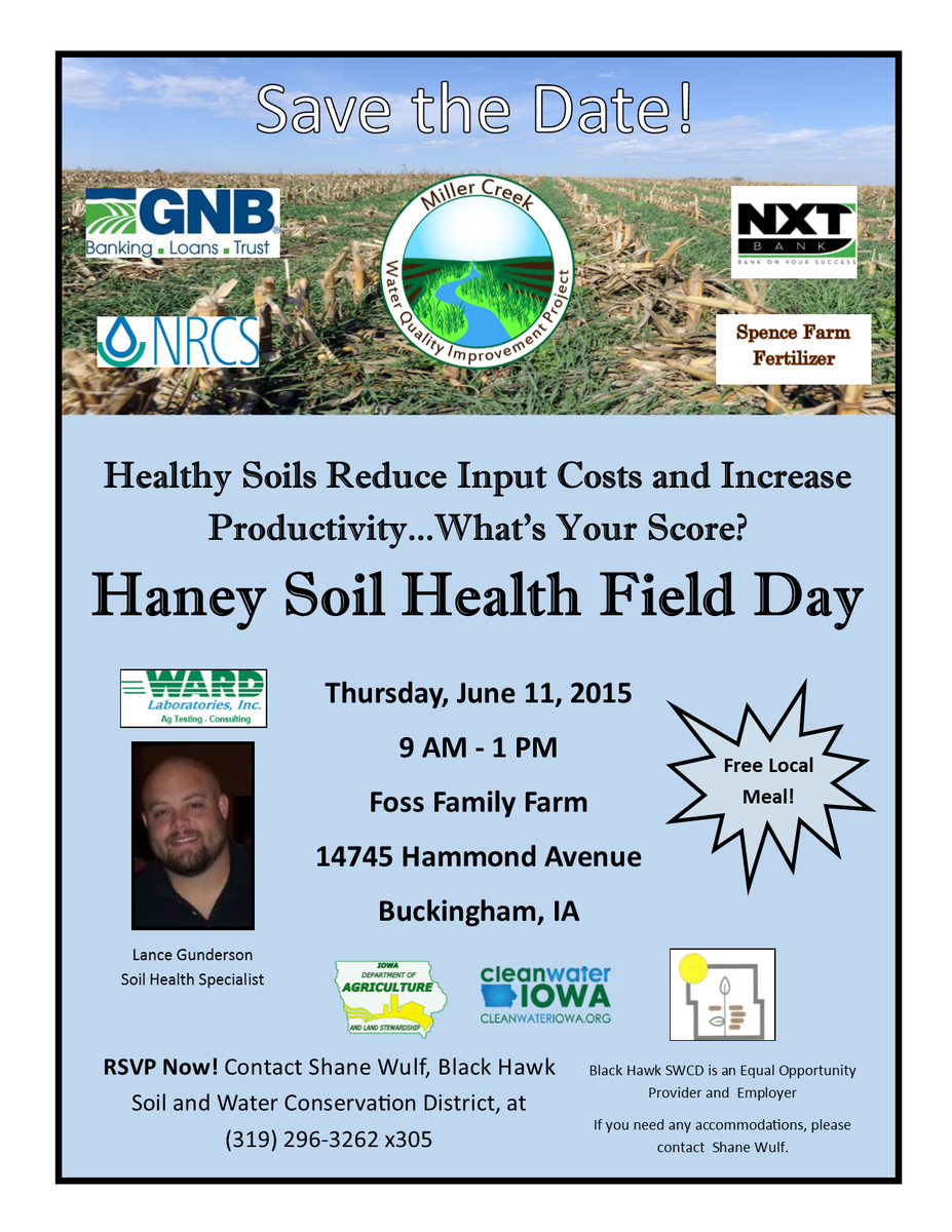 MC_WQI_Project's tweet photo. Haney Soil Health Field Day on June 11th! #CleanWaterIowa #WardLaboratories http://t.co/tmm9pO9Z1n