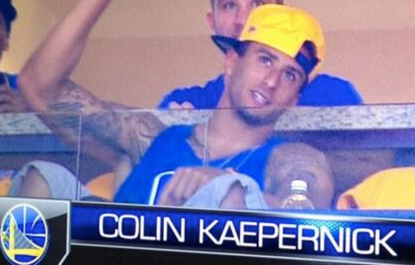dimepackagetv's tweet photo. QB @Kaepernick7 will deliver the pre-game speech to the @warriors tonight: http://t.co/2AG7EuAXHW #NBAFinals #Dubs http://t.co/YtZD9YR2hW