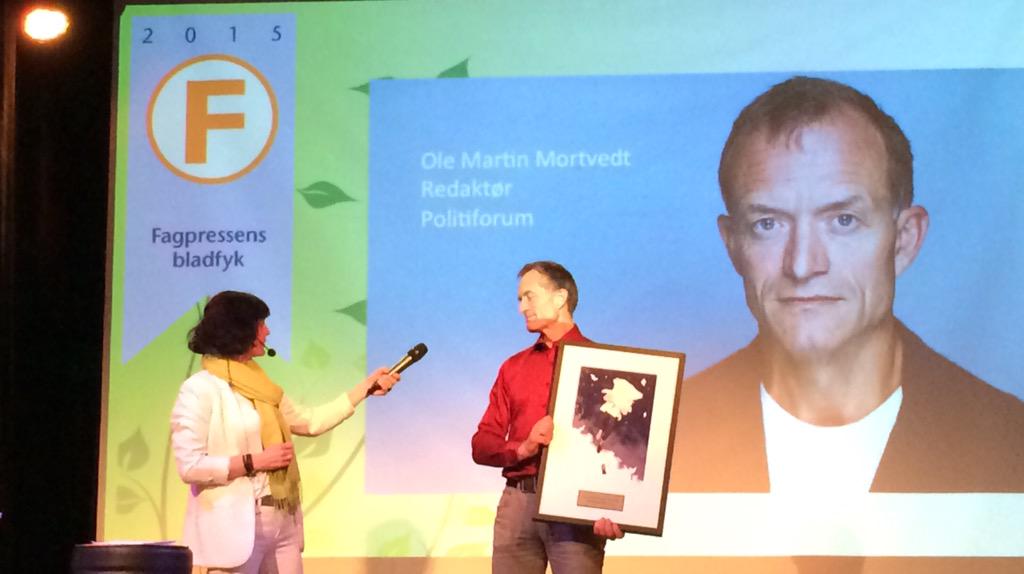 ReidunN's tweet photo. Ole Martin Mortvedt @Politiforum #åretsbladfyk #fagpressen #fagpresseprisene @Fagpressen @LokenStavrum http://t.co/l2W3jliVKT