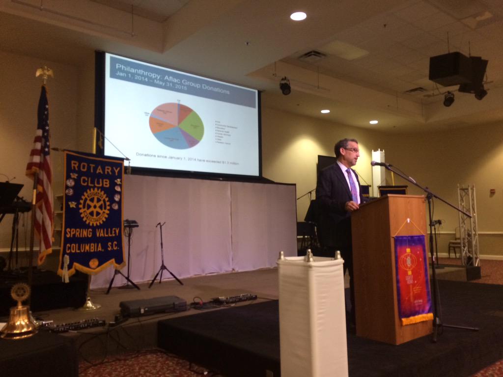 RotarySV's tweet photo. Today's guest speaker is Dan Lebish Exec. VP/COO @Aflac  Being a community partner &amp; putting people 1st #philanthropy http://t.co/I2Lb9zfkEv
