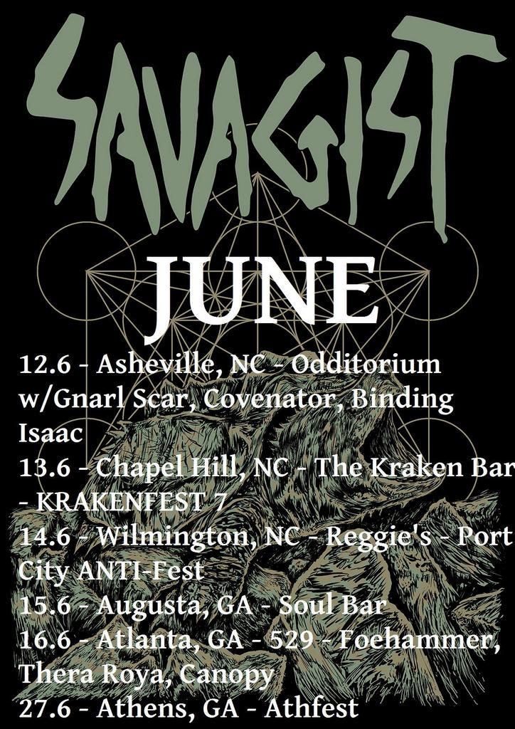 June shows. Asheville, Chapel Hill, Wilmington, Augusta, Atlanta, Athens