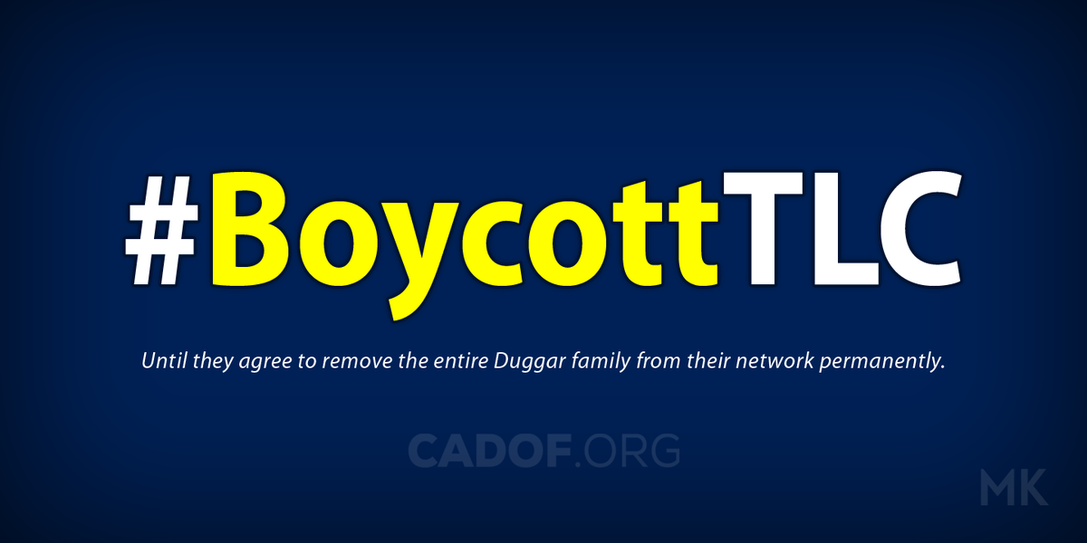 CADOF1's tweet image. Please use the hashtag: #BoycottTLC
#DuggarInterview #JoshDuggar #Duggars #CancelTheDuggars