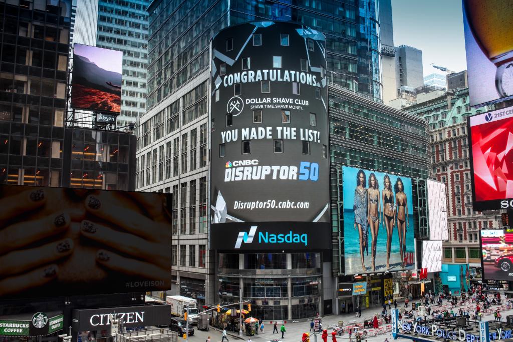 NasdaqExchange's tweet photo. Congratulations to @DollarShaveClub on being listed as one of @CNBC's #Disruptor50 companies! http://t.co/dVm6HXWVFg http://t.co/1dn5CZvzdG