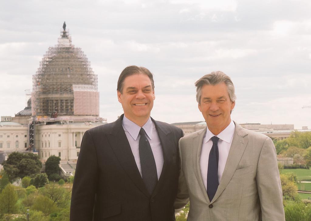 IBAManitoba's tweet photo. #TBT David Schioler networking with Gary Doer in Washington, DC. April 2015 #IBAM2015 http://t.co/Aqm0T2aSAH