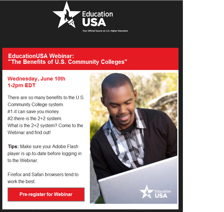 STANDKNIGHTS's tweet photo. EducationUSA Webinar:"The Benefits of U.S. Community Colleges" http://t.co/PoVGdSHsOB
