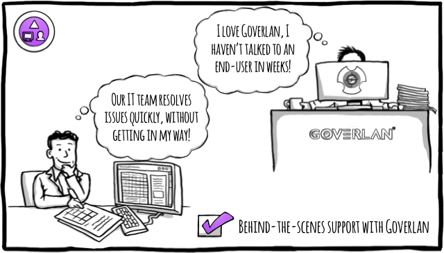 Goverlan's tweet image. Admit it, #support would be much easier without #users in the way. @Goverlan #resolves issues behind-the-scenes!