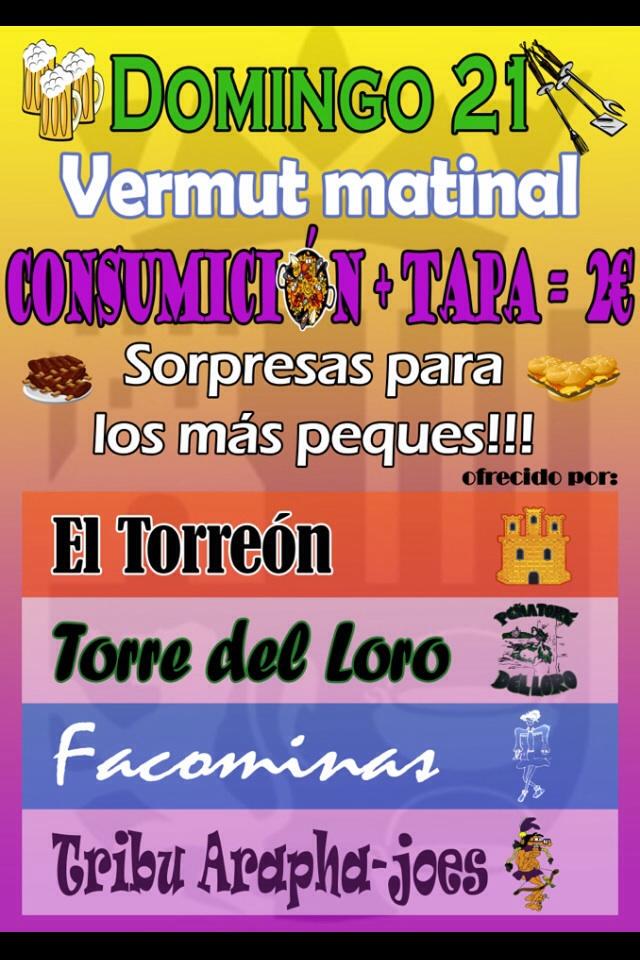 Nos os lo perdais!! Vermut matinal con <a href="/Araphajoes/">Tribu Araphajoes</a>, <a href="/TorreLoro/">PEÑA TORRE DEL LORO</a> y El Torrreón! #FDT2015 #inainainamuchafacomina