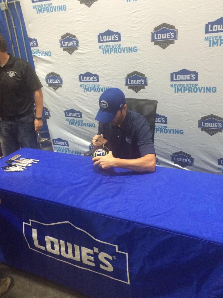 Pit stop for JimmieJohnson where he visits the Lowes Regional