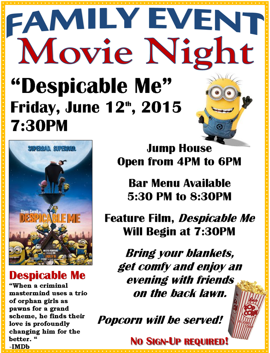 CoronadoYC's tweet photo. Join us for our next family event! Movie Night, "Despicable Me" is scheduled for June 12! http://t.co/HIg4oVV7Qj