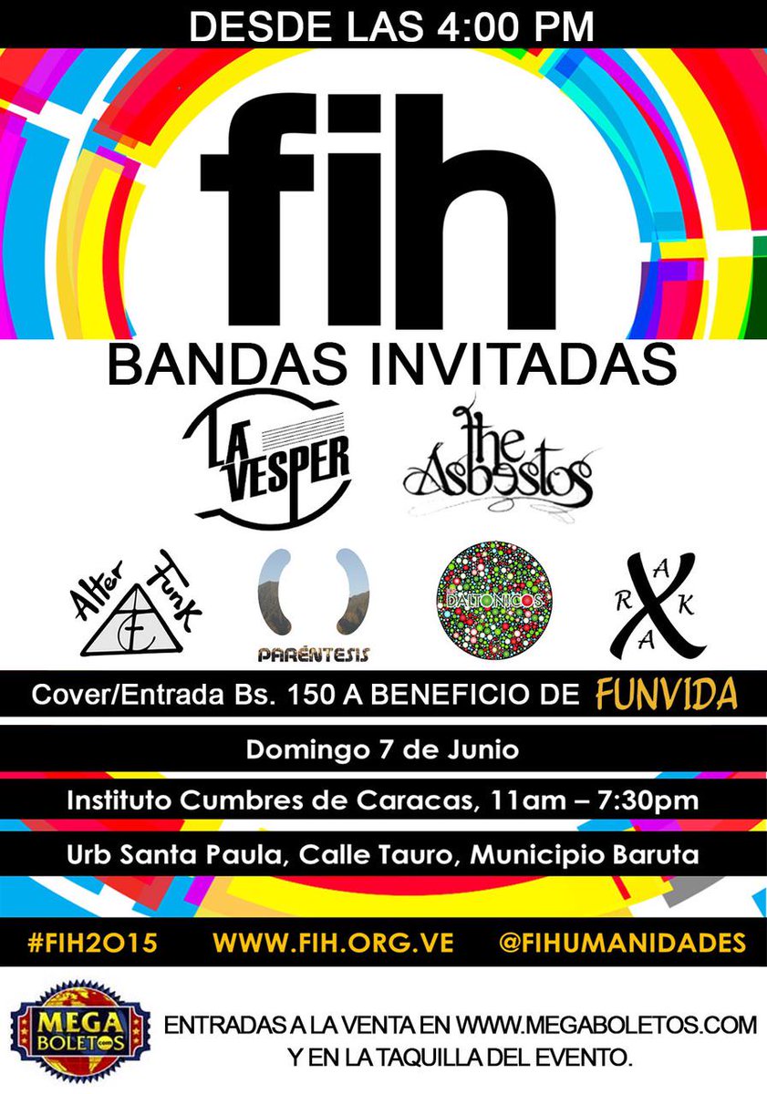 ¡Mañana estaremos tocando en el @fihumanidades! Junto a <a href="/LaVesper/">La Vesper</a> <a href="/TheAsbestos/">The Asbestos</a> <a href="/parentesis_5/">(Paréntesis)</a> #SeVeDaltonico