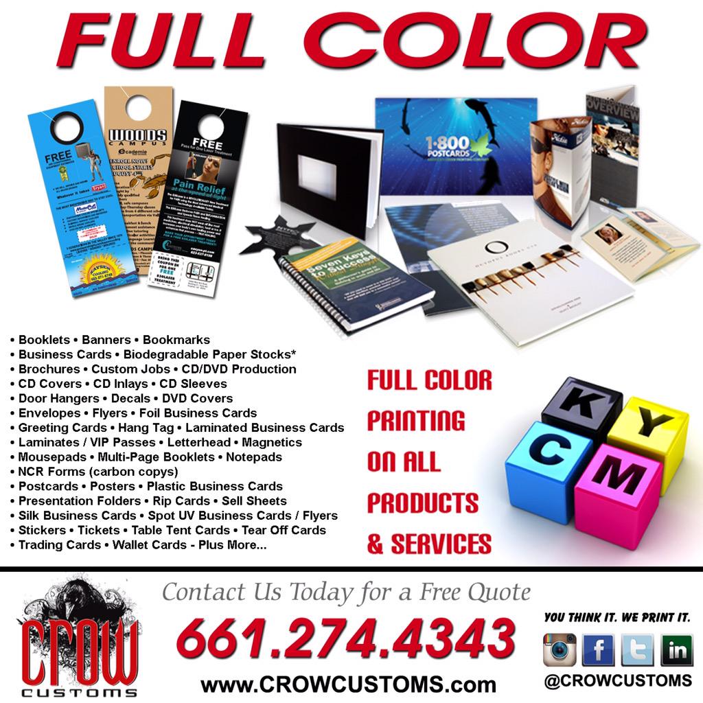crowcustoms's tweet photo. Offering All your full color #printing services! #promoitems #business #businesscards #flyers #designs #art #clubs http://t.co/RIeuM3YgOf