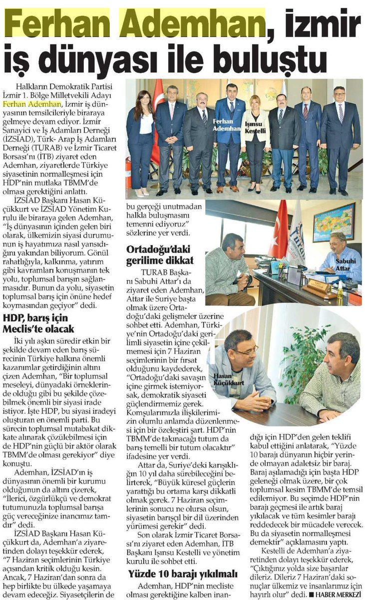 ferhanademhan's tweet photo. Ferhan Ademhan, İzmir iş dünyası ile buluştu. (Yenigün İzmir gazetesi) http://t.co/0GEbQCcJ6A