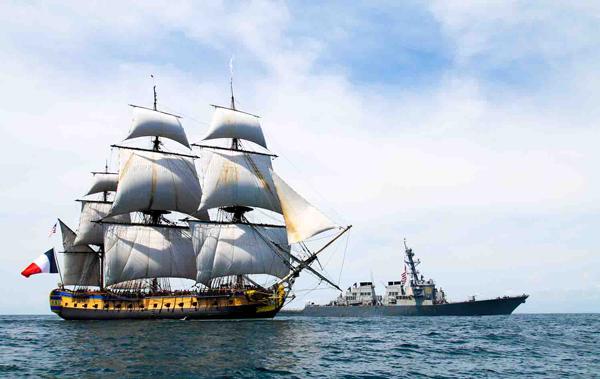 RoyalSegolene's tweet photo. Arrivée de l'#Hermione en Virginie, USA. La fête d'accueil à Yorktown débute à 10h, heure locale. Fierté pr la France http://t.co/bASn32FFq9