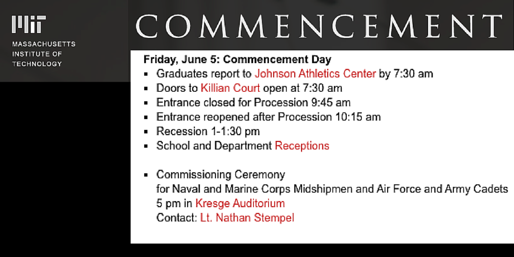 MITevents's tweet photo. The day has arrived - let's celebrate! http://t.co/q01yQ4JJXR #MIT2015 #alwaysMIT  @MITcommencement http://t.co/Wae7sUuqtd